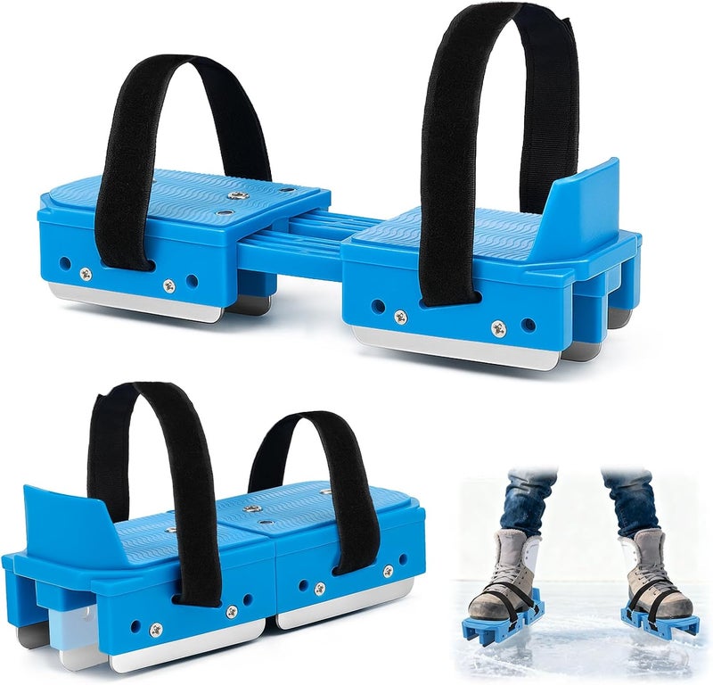 Tryly 1/2 Pairs Upgraded Toddler Ice Skates, Kids Adjustable 2-in-1 Double & Single Convertible Blade Skates with Hook and Loop Fastener Straps for Winter Toddler Training Shoes Beginner - Image 1